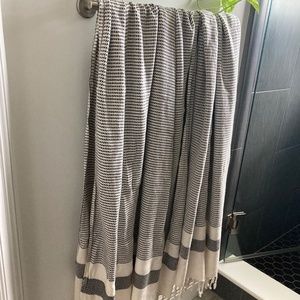 Olive & Linen Bath , Beach Towel, Throw. Black and Tan